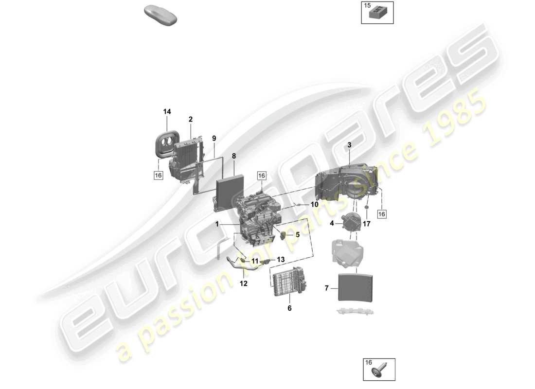 porsche 2025 (macan-e) sistema di aria condizionata/riscaldamento diagramma delle parti
