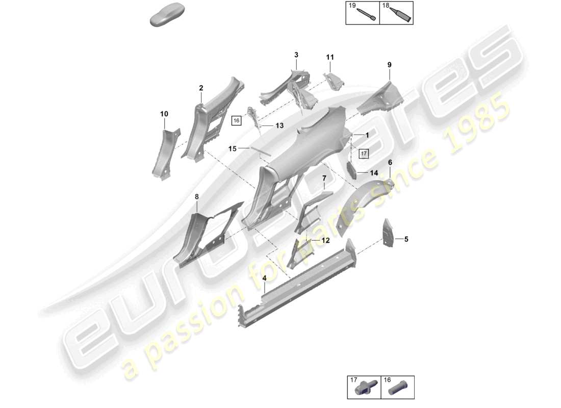 porsche 2024 (718 boxster spyder) diagramma della parte laterale