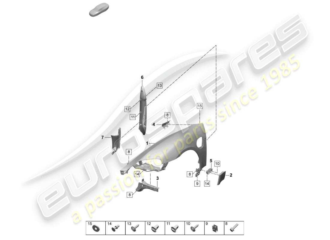 porsche 2026 (taycan 9j1-2) diagramma delle parti dell'ala
