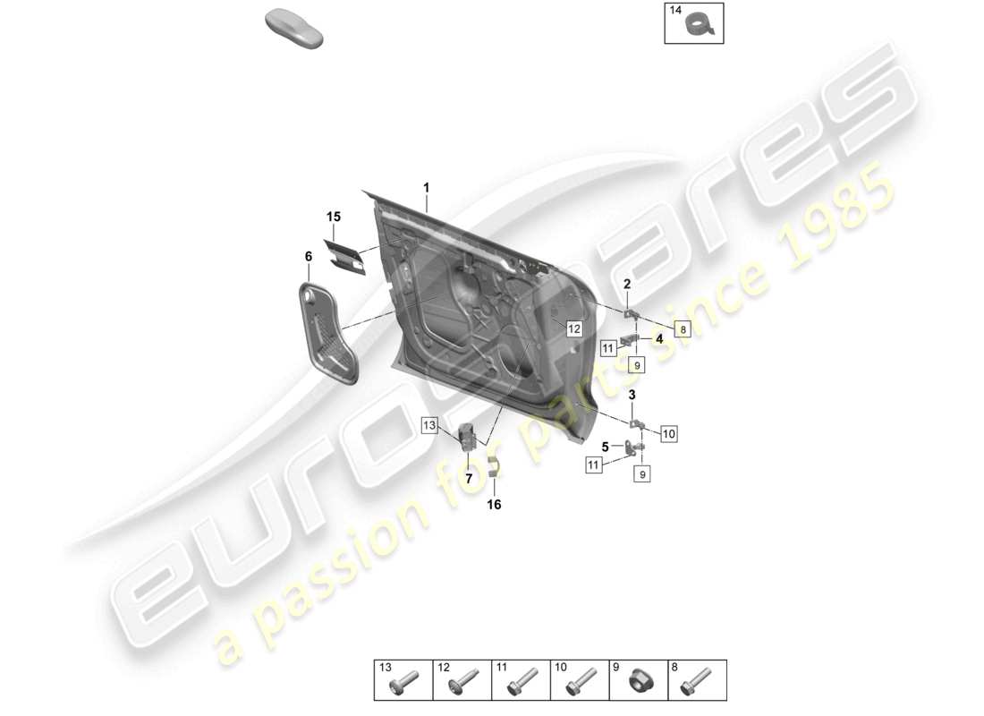 porsche 2026 (taycan 9j1-2) guscio porta anteriore cerniera porta accessori parte diagramma