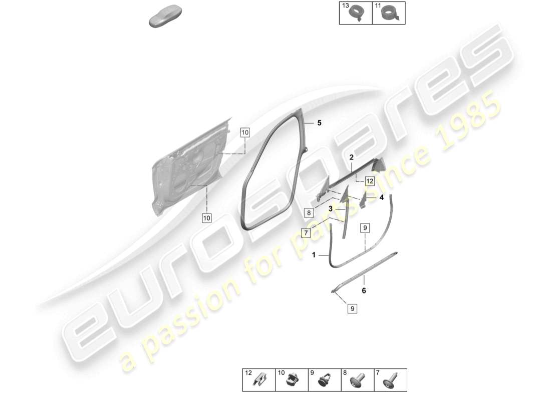porsche 2026 (taycan 9j1-2) guarnizione porta anteriore accessori diagramma delle parti