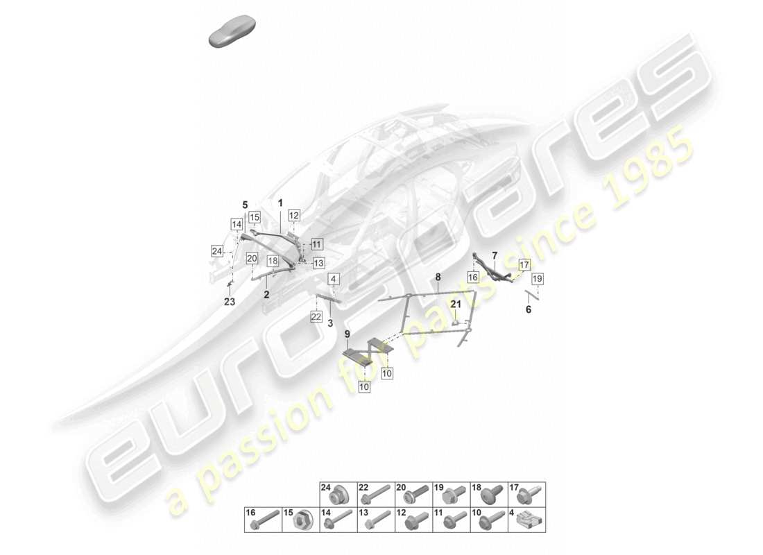 porsche 2021 (panamera 971-2) diagramma delle parti del punto a cupola