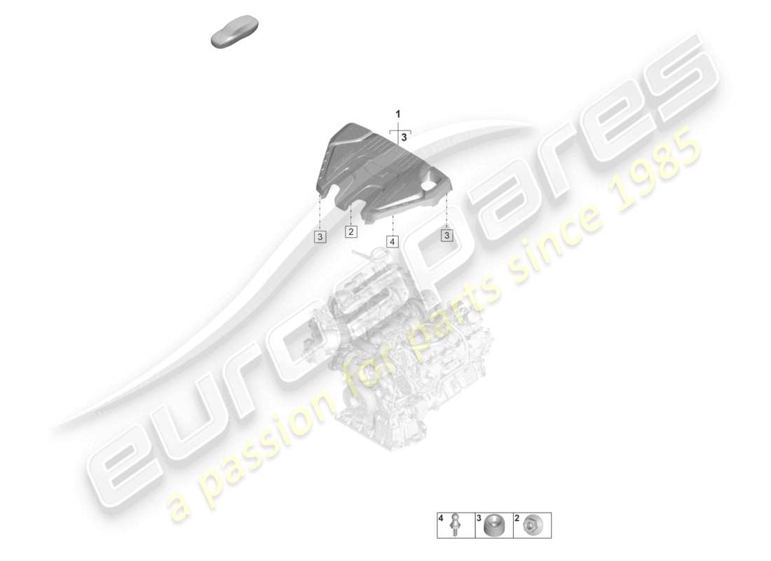 porsche 2024 (panamera 971-2) schema delle parti copertura motore