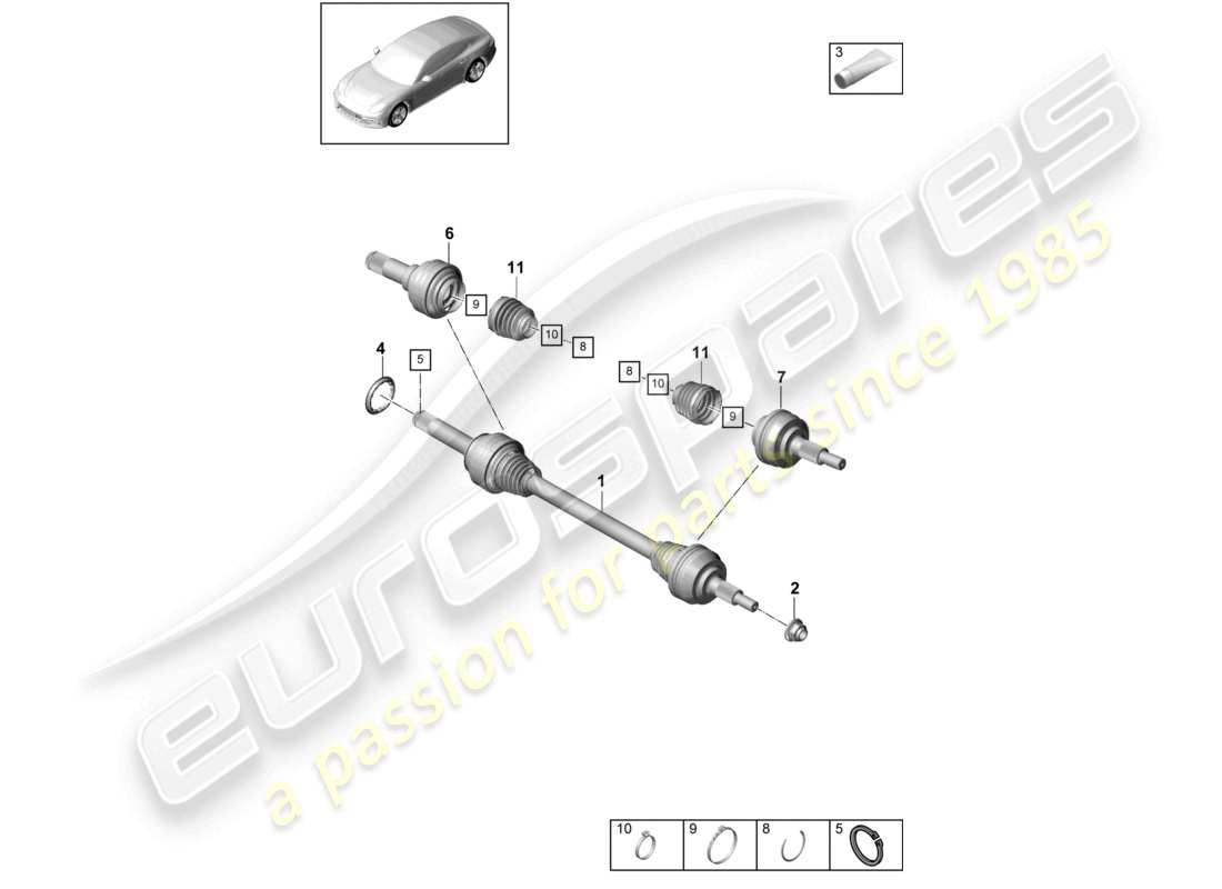 porsche 2021 (panamera 971-1) albero di trasmissione asse posteriore diagramma delle parti