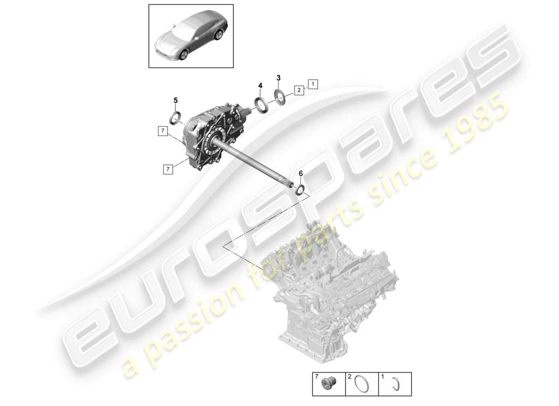 porsche 2021 (panamera 971-1) differenziale dell'asse anteriore parti singole diagramma delle parti