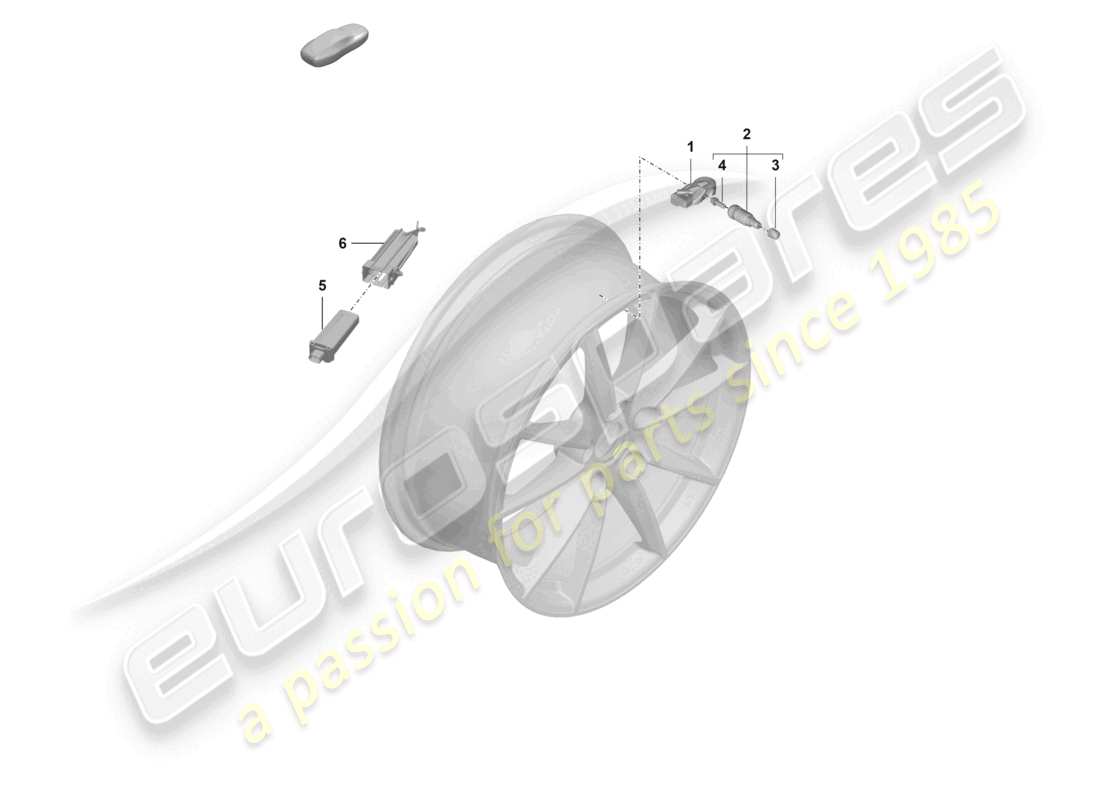 porsche 2022 (992-1 gt3/rs/st) schema delle parti del sistema di controllo della pressione dei pneumatici