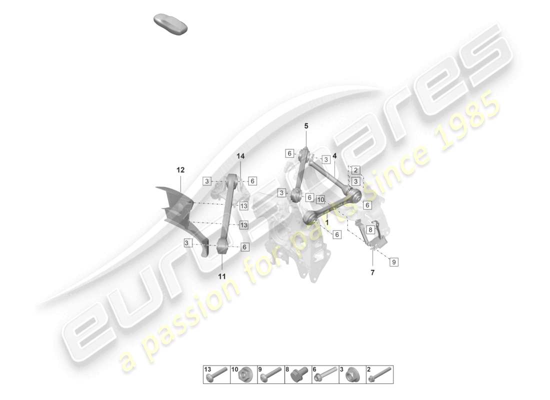 porsche 2022 (992-1 gt3/rs/st) schema delle parti dell'assale posteriore a forcella