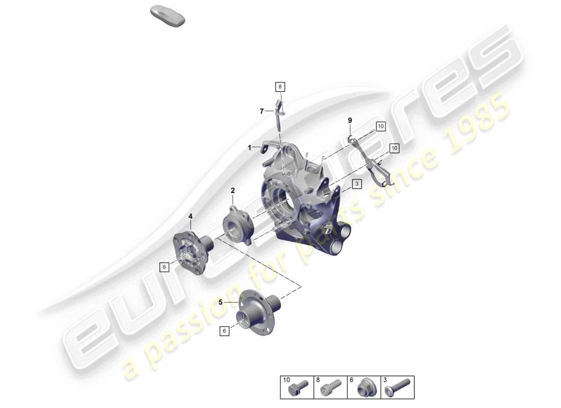 porsche 2020 (992-1 turbo / s) asse posteriore cuscinetto ruota con parti di montaggio mozzo ruota diagramma delle parti