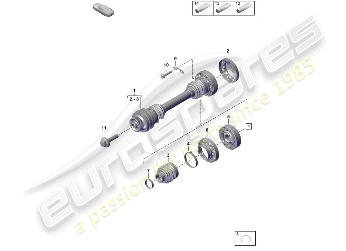 porsche 2024 (992-2) albero di trasmissione asse posteriore diagramma delle parti