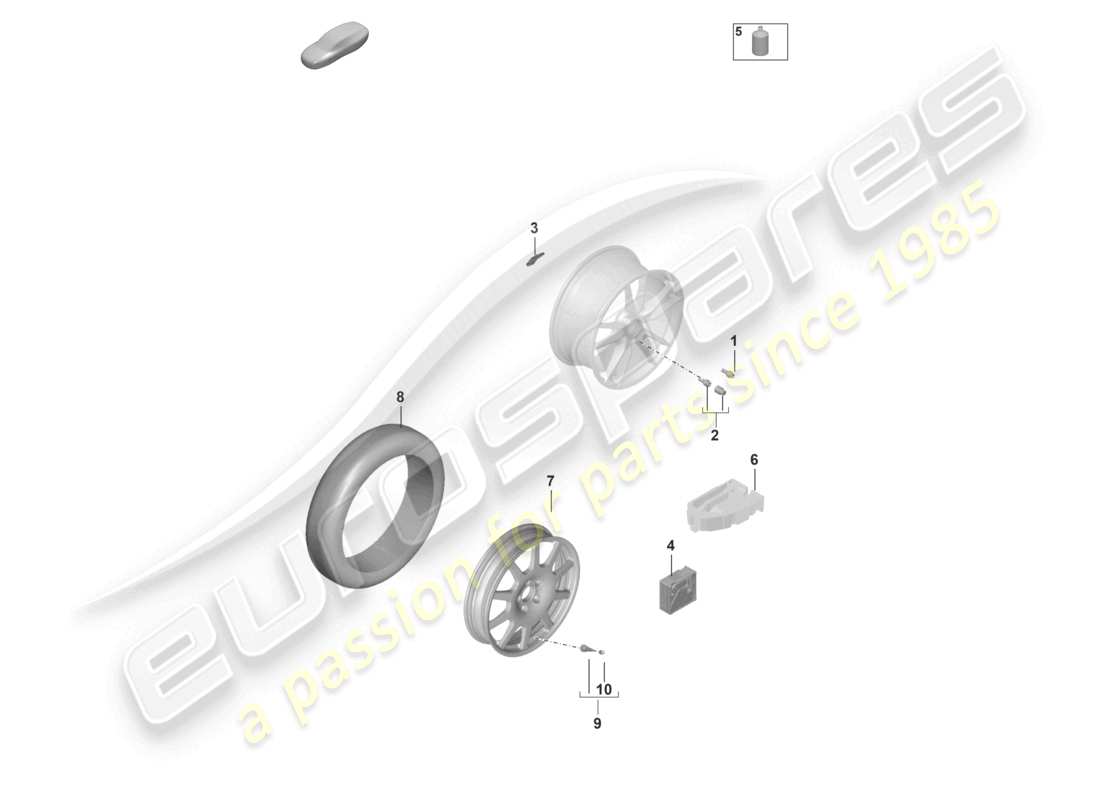 porsche 2024 (panamera 971-2) diagramma delle parti del peso dell'equilibratrice della valvola del bullone della ruota