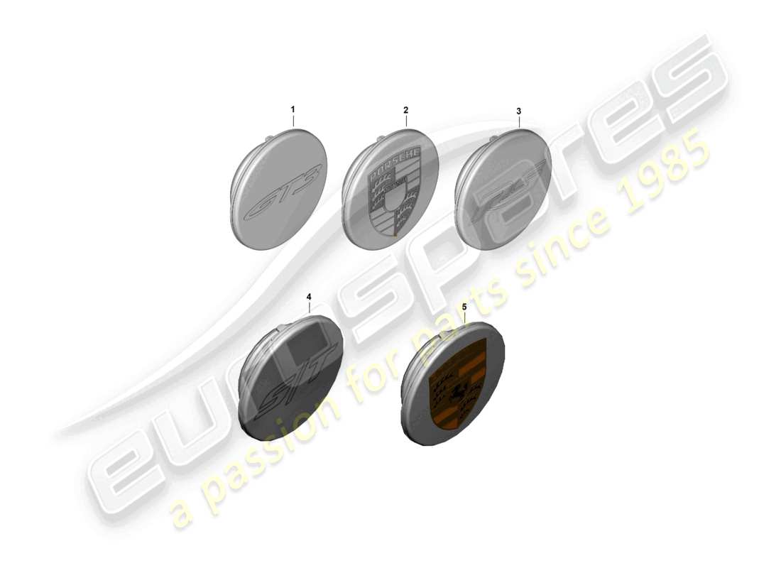 porsche 2022 (992-1 gt3/rs/st) diagramma delle parti del coprimozzo