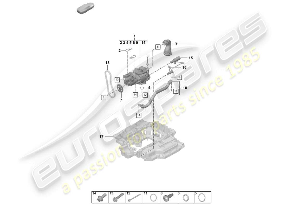 porsche 2024 (992-2) schema delle parti della pompa dell'olio