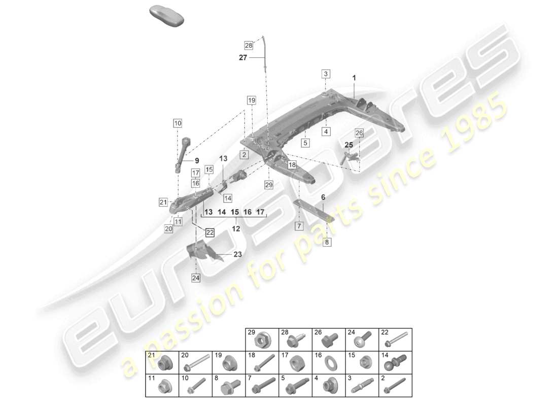porsche 2022 (992-1 gt3/rs/st) traversa inferiore diagramma delle parti