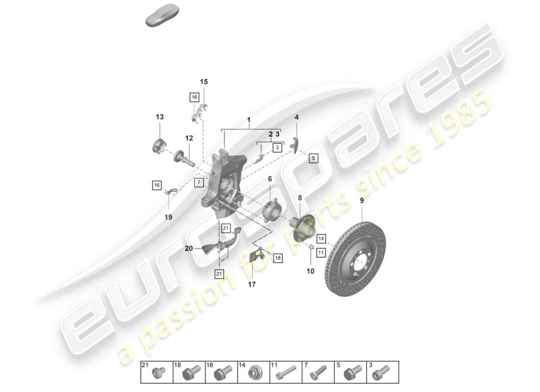 porsche 2022 (992-1 gt3/rs/st) supporto ruota mozzo ruota diagramma delle parti