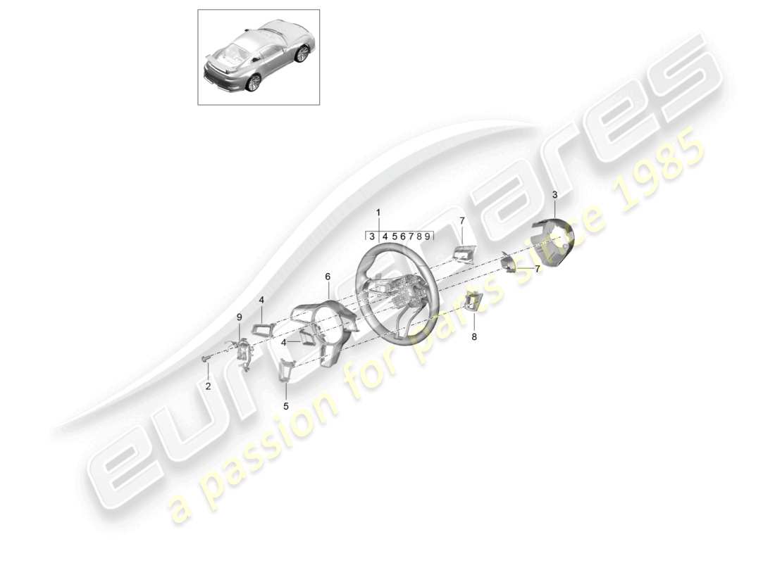 porsche 2021 (991-2 r/gt3/rs) volante d - mj 2019>>diagramma componente speedster