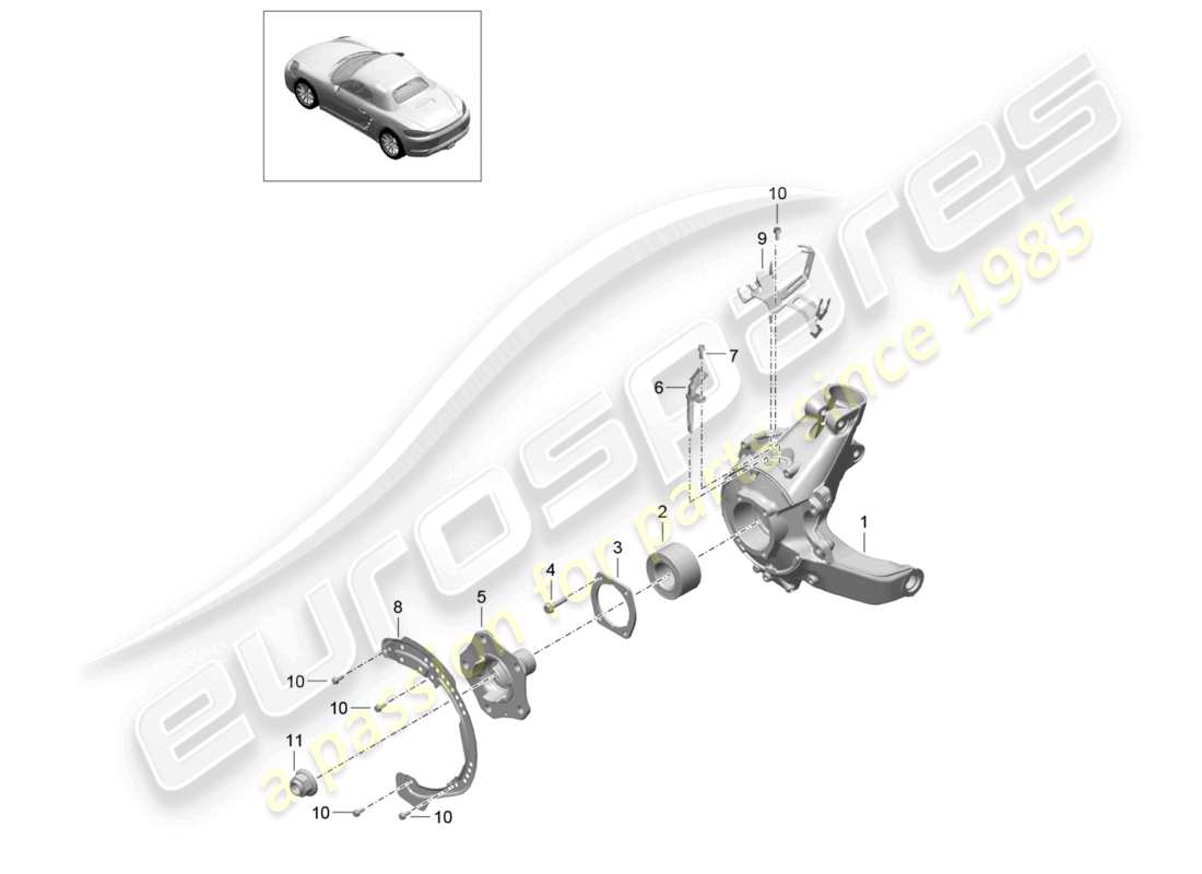 porsche 2021 (718 boxster) assale posteriore supporto ruota mozzo ruota schema delle parti