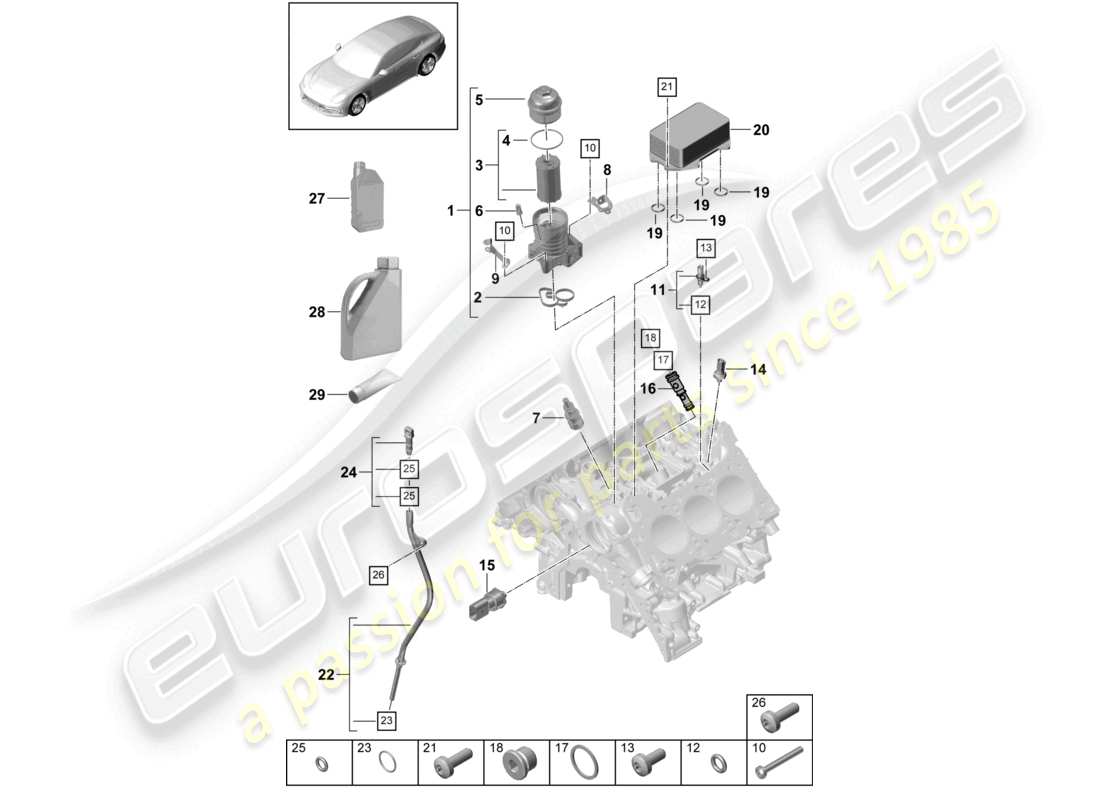 porsche 2021 (panamera 971-1) filtro dell'olio console radiatore dell'olio diagramma delle parti