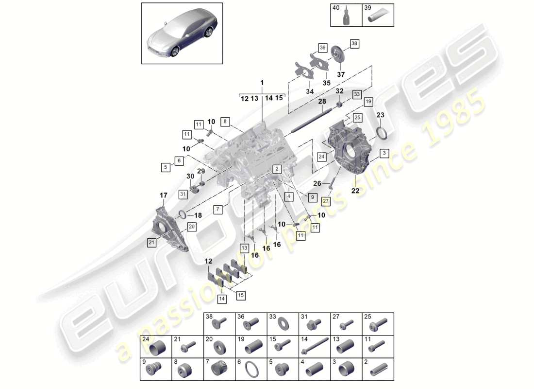 porsche 2021 (panamera 971-1) carter motore parti singole diagramma delle parti