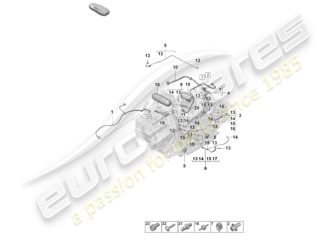 porsche 2021 (992-1 gt3/rs/st) sistema di vuoto motore diagramma delle parti