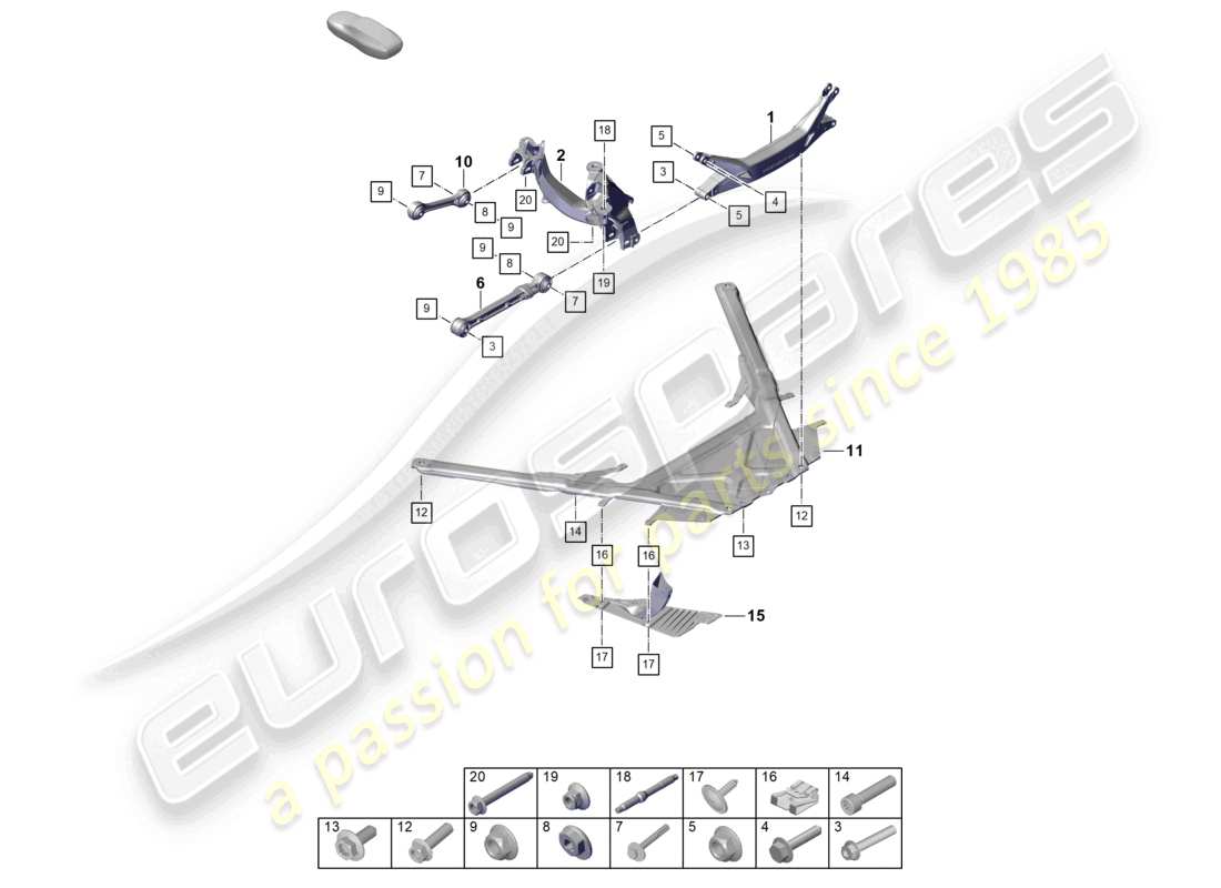 porsche 2021 (992-1 gt3/rs/st) traversa dell'asse posteriore diagramma delle parti