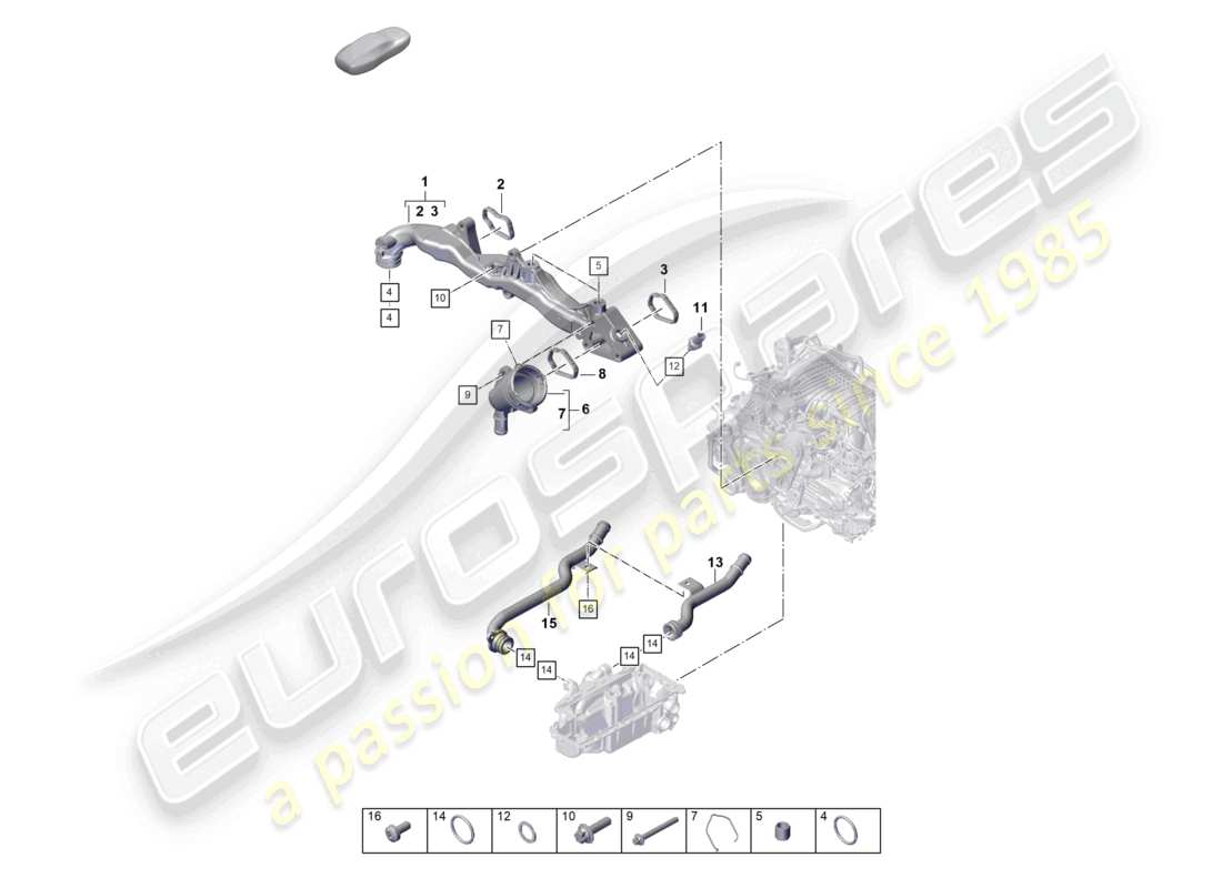 porsche 2022 (992-1 gt3/rs/st) supporto di montaggio tubo refrigerante diagramma delle parti