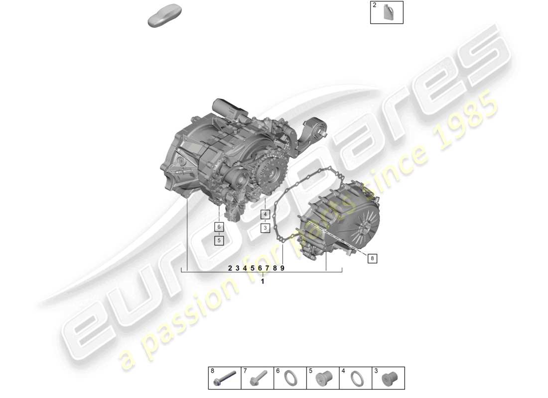 porsche 2026 (taycan 9j1-2) differenziale dell'asse posteriore diagramma delle parti