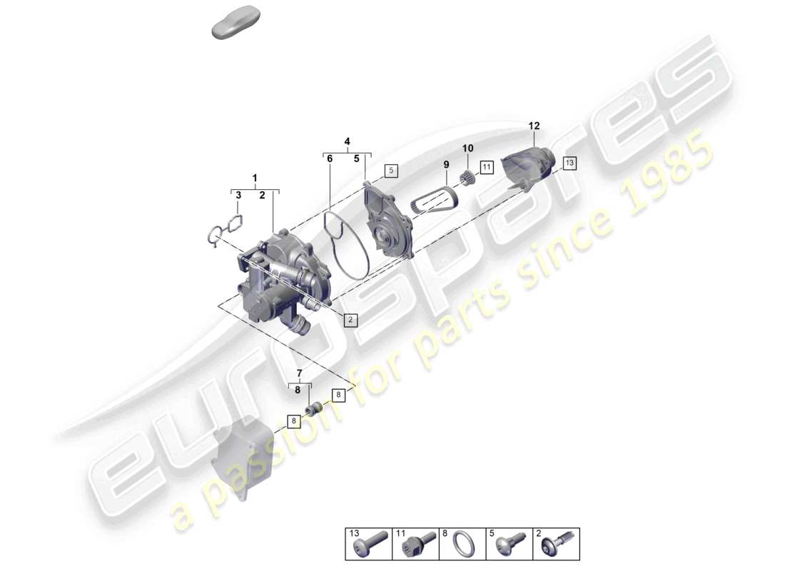 porsche 2025 (cayenne e3 pa) pompa del liquido di raffreddamento regolatore del liquido di raffreddamento connettore di raccordo schema delle parti
