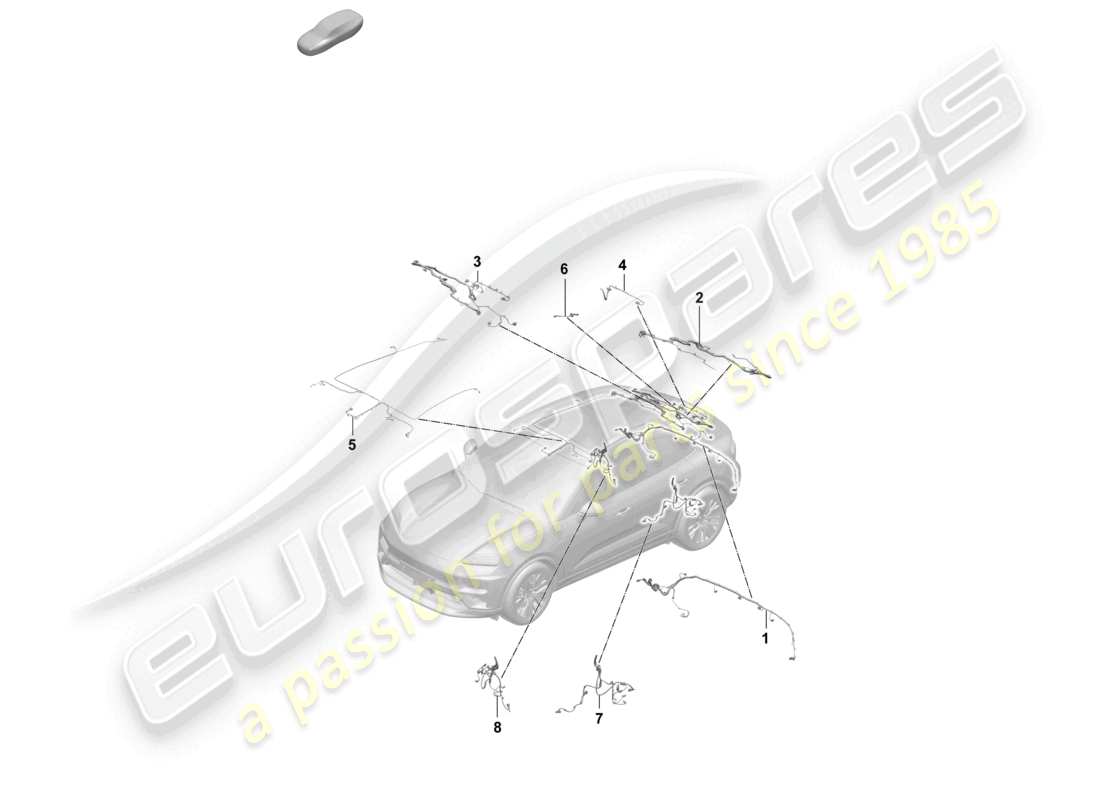 porsche 2025 (macan-e) cablaggio paraurti posteriore spoiler posteriore cofano posteriore rivestimento del padiglione stampato cablaggio per sistema frenante antibloccaggio -abs- schema dei componenti
