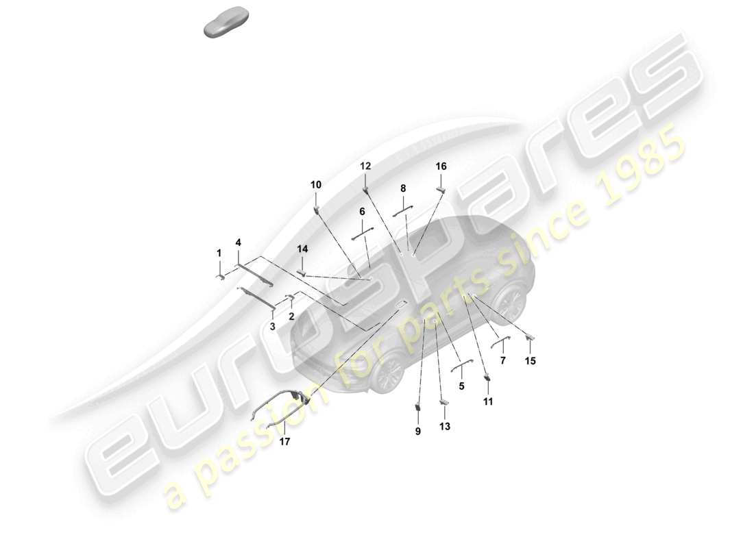 porsche 2025 (macan-e) diagramma delle parti del conduttore in fibra ottica per luce ambientale