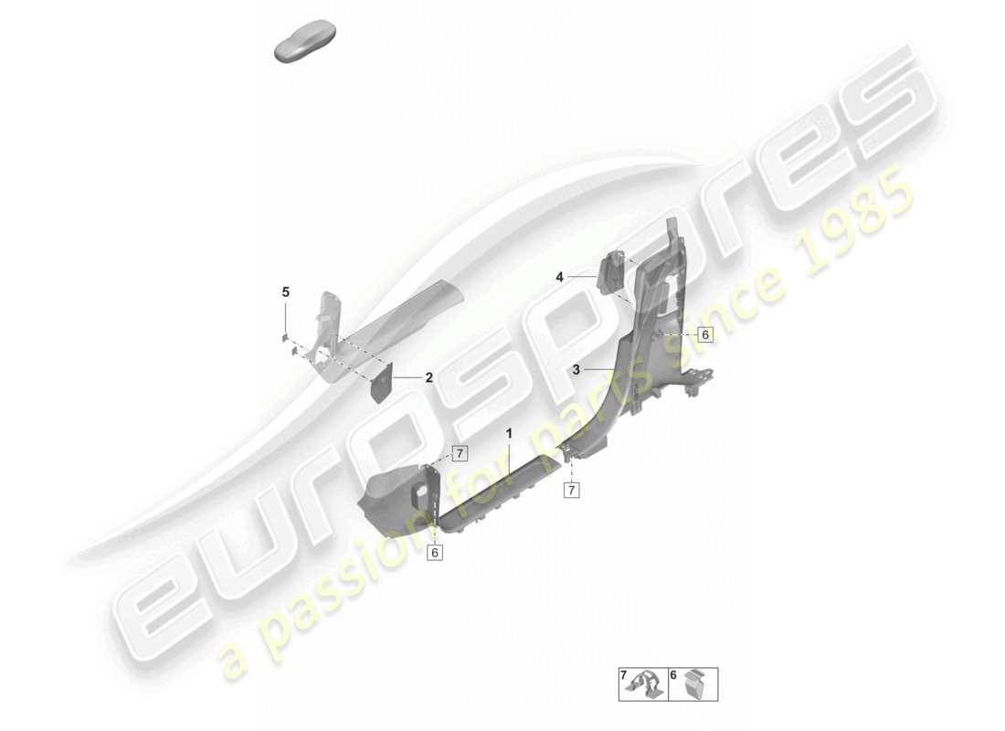 porsche 2024 (panamera 971-2) schema delle parti della copertura anteriore del battistrada
