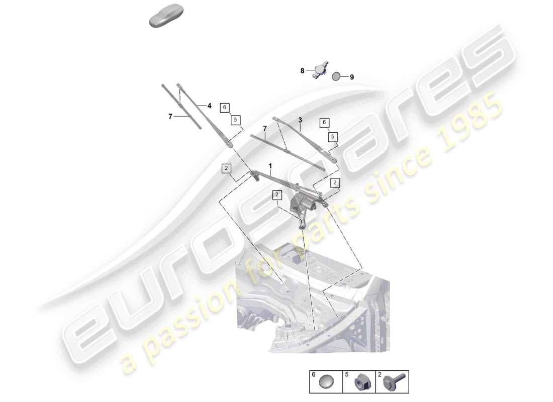 porsche 2026 (cayenne e3 pa) sistema tergicristallo, compl sensore pioggia diagramma delle parti