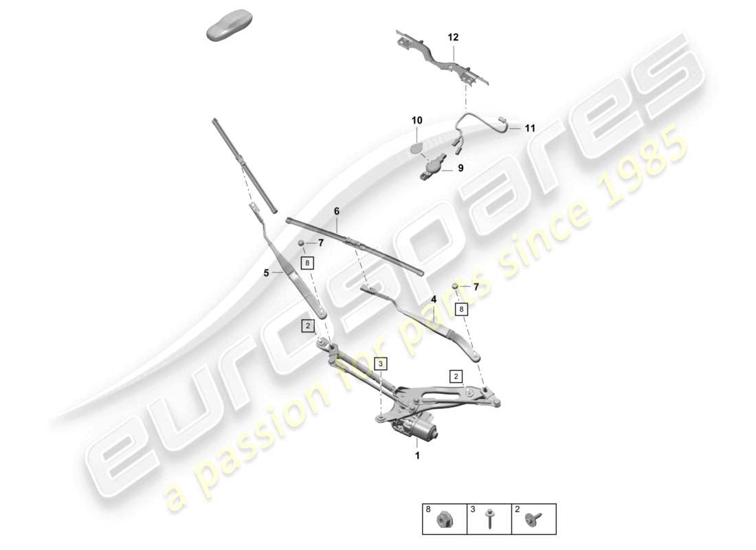 porsche 2021 (718 cayman gt4) sistema tergicristallo, compl sensore pioggia diagramma delle parti