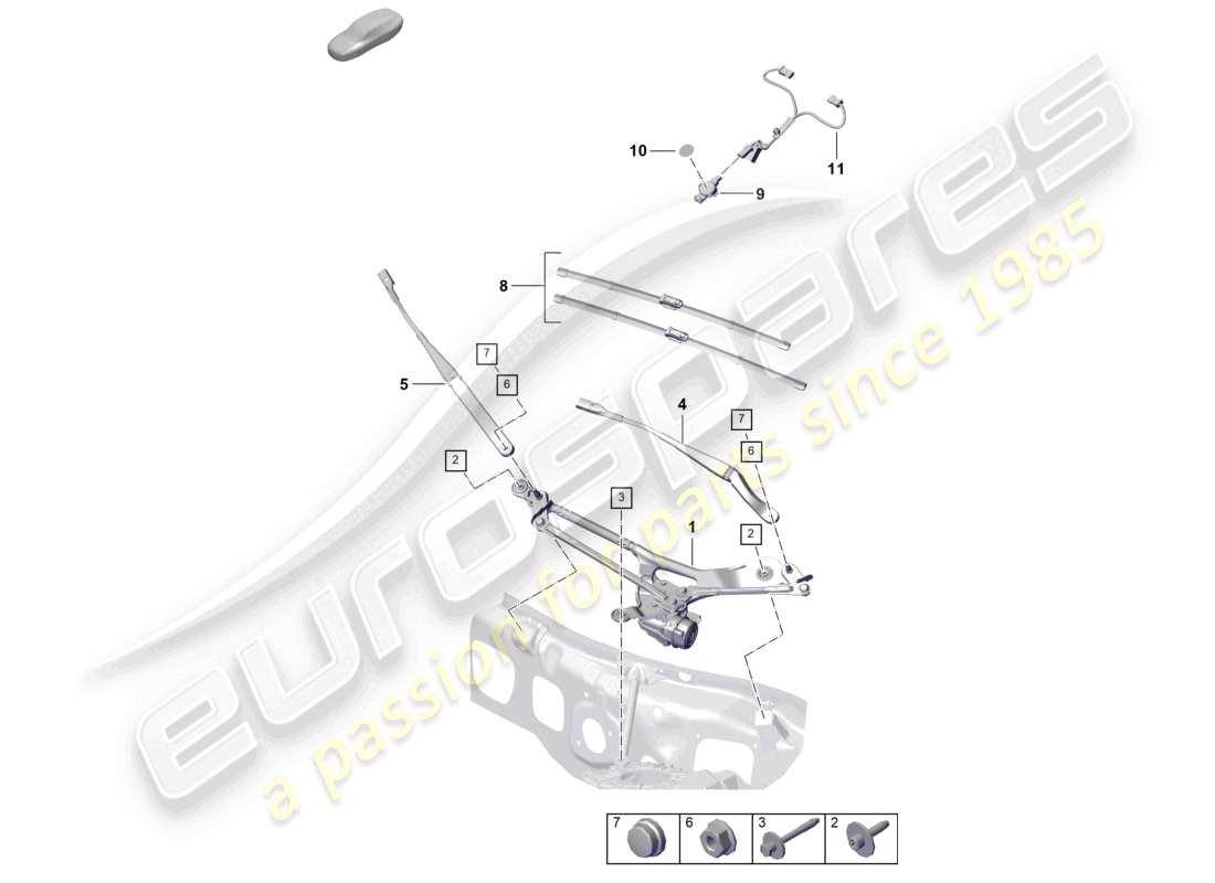 porsche 2020 (992-1 turbo / s) sistema tergicristallo, compl sensore pioggia diagramma delle parti