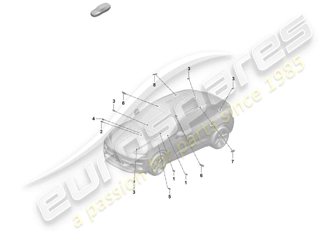 porsche 2025 (macan-e) illuminazione interna, luce del vano bagagli, luce del vano piedi, schema delle parti