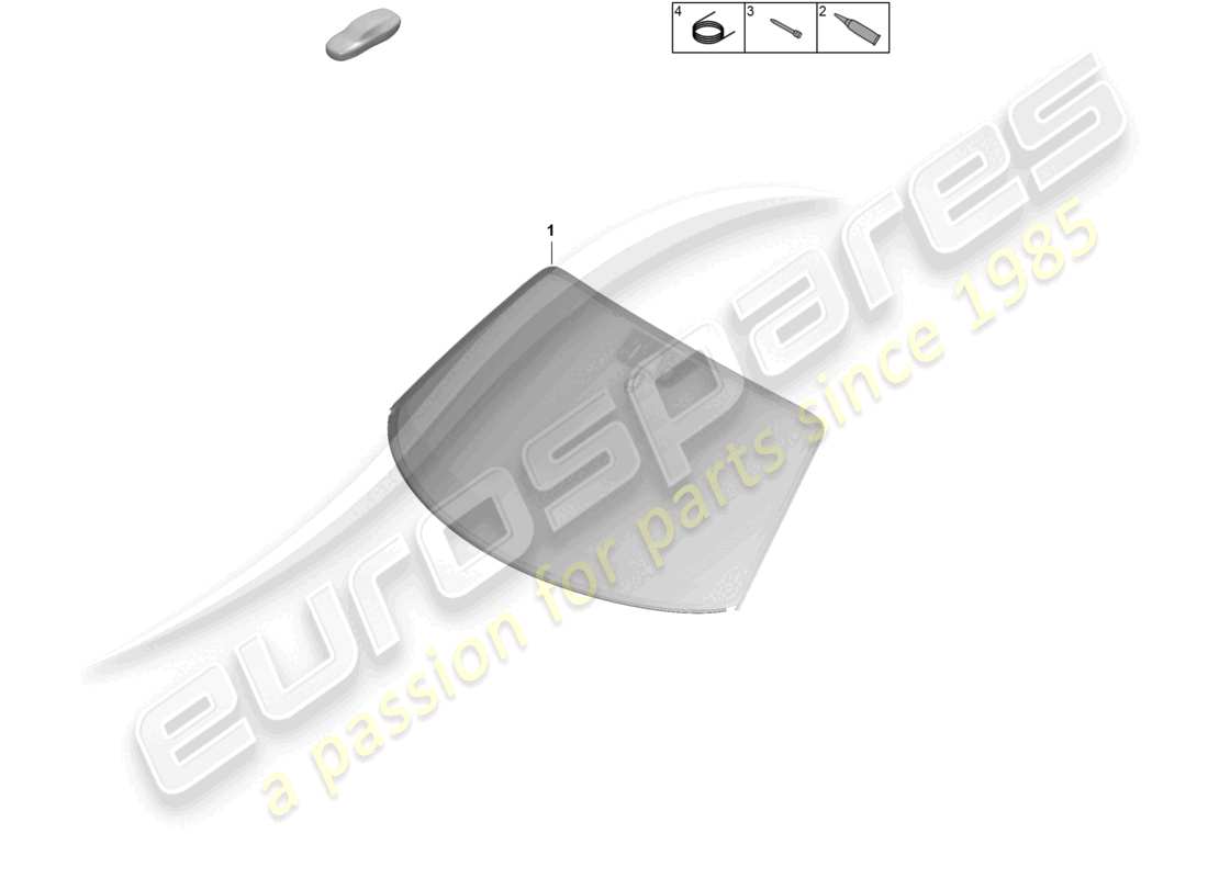 porsche 2025 (992-2 gt3) schema delle parti del parabrezza