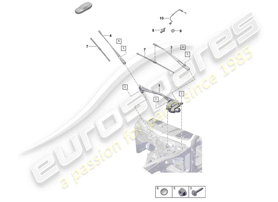porsche 2026 (panamera 976) sistema tergicristallo, compl sensore pioggia diagramma delle parti