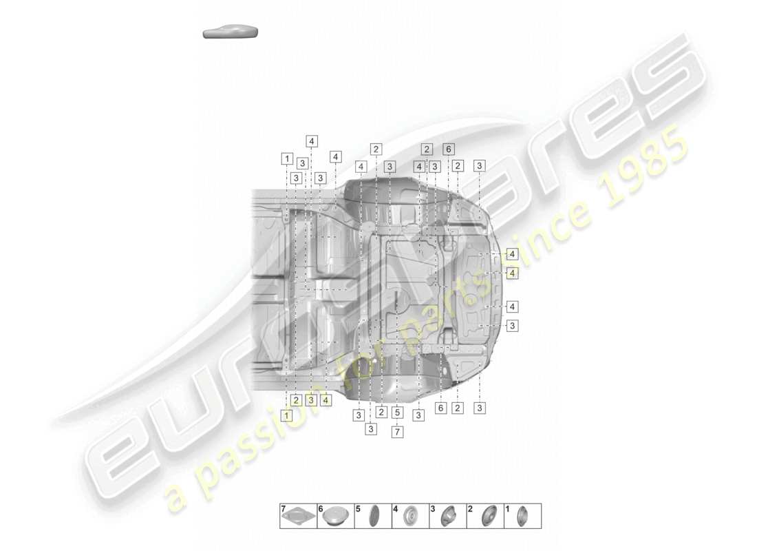 porsche 2020 (taycan 9j1-1) schema della parte inferiore posteriore del sottoscocca