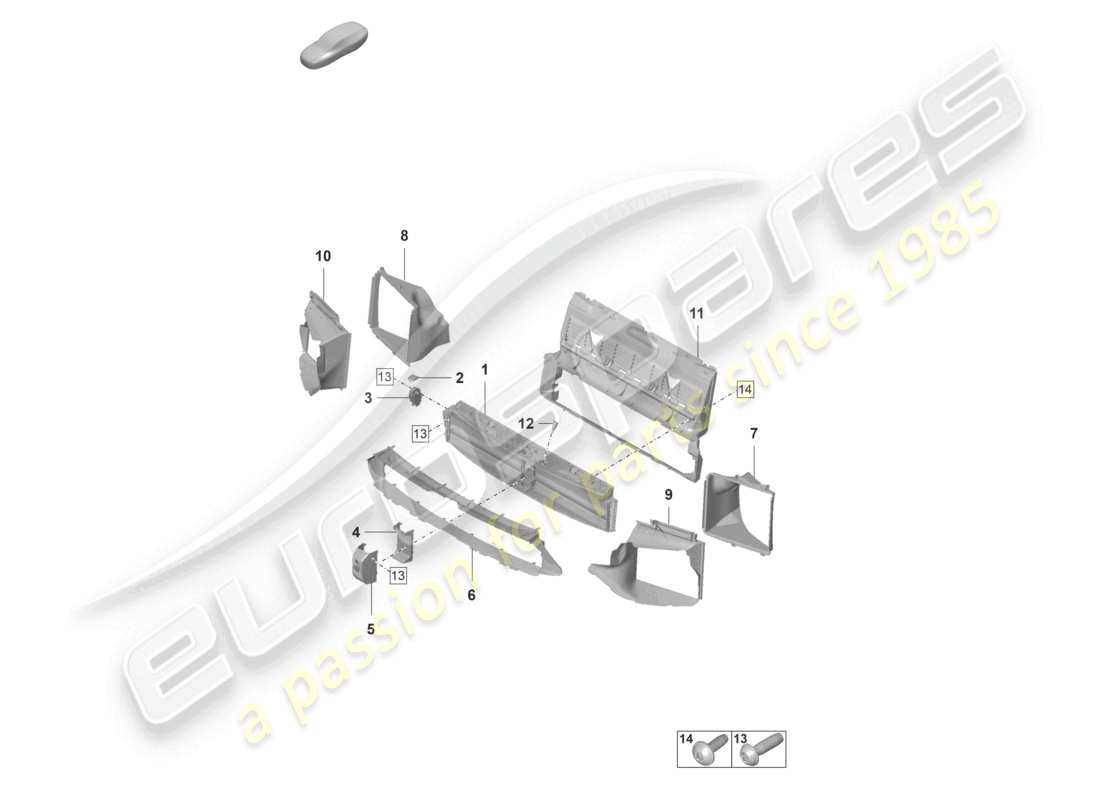 porsche 2024 (panamera 971-2) diagramma delle parti della guida dell'aria anteriore e del pacco dischi korea