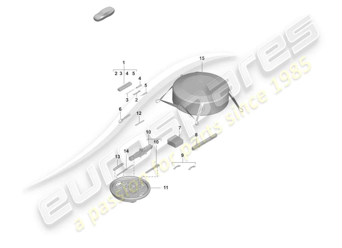 porsche 2023 (taycan 9j1-1) cric per attrezzi diagramma delle parti