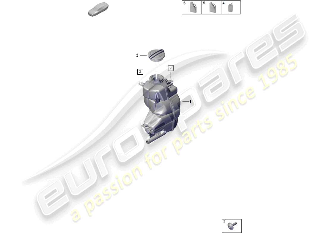 porsche 2025 (panamera 976) sistema di raffreddamento del liquido di raffreddamento serbatoio di espansione del liquido di raffreddamento linea di sfiato diagramma delle parti
