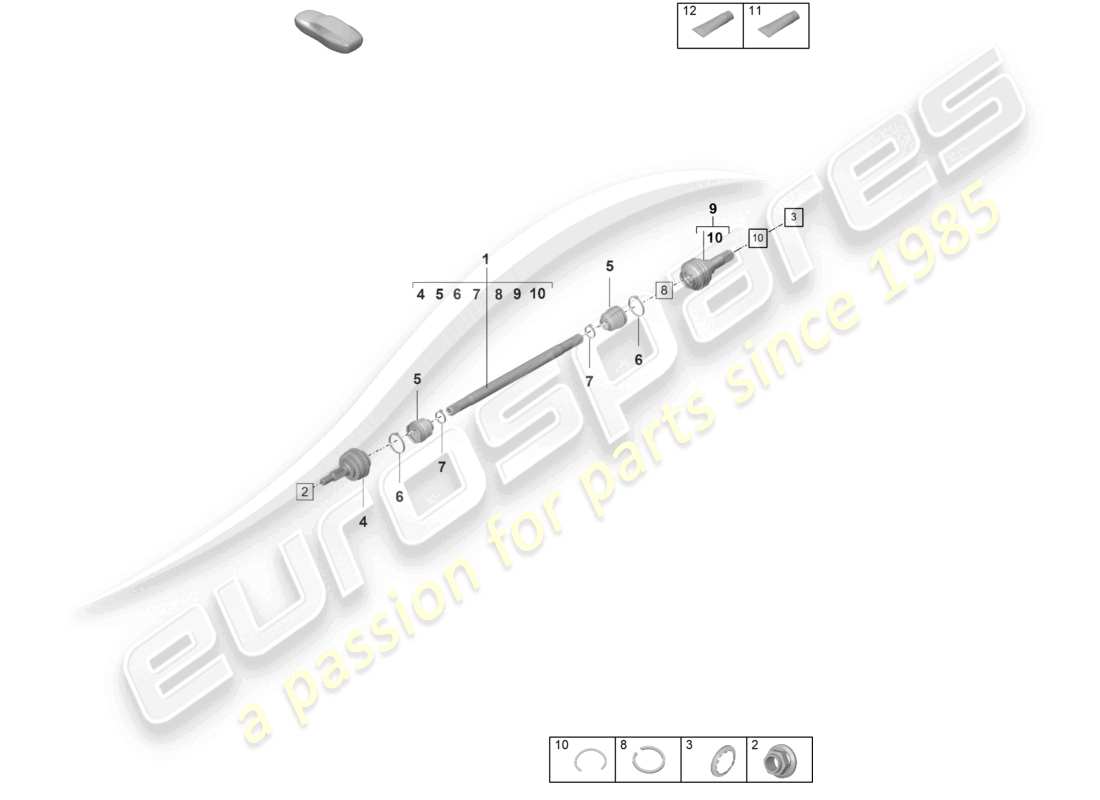 porsche 2025 (panamera 976) diagramma delle parti dell'albero di trasmissione