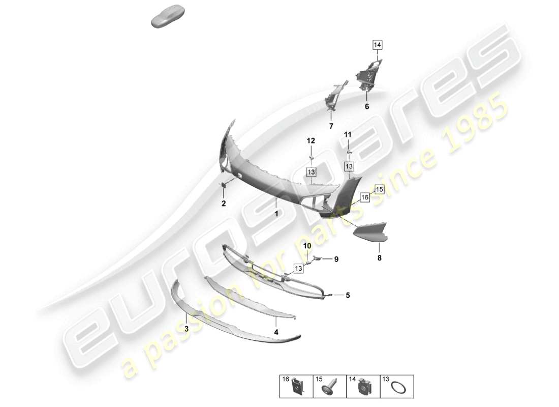 porsche 2026 (taycan 9j1-2) paraurti anteriore taycan cross turismo turbo diagramma delle parti