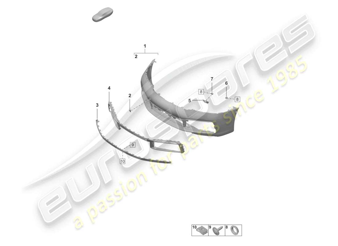 porsche 2024 (992-1) schema delle parti paraurti anteriore