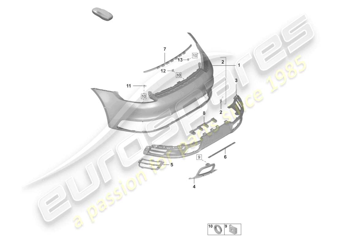 porsche 2024 (992-1) paraurti posteriore sistema di scarico sportivo con: accessori schema delle parti