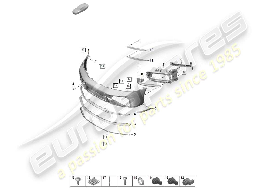 porsche 2024 (992-2) schema delle parti paraurti anteriore