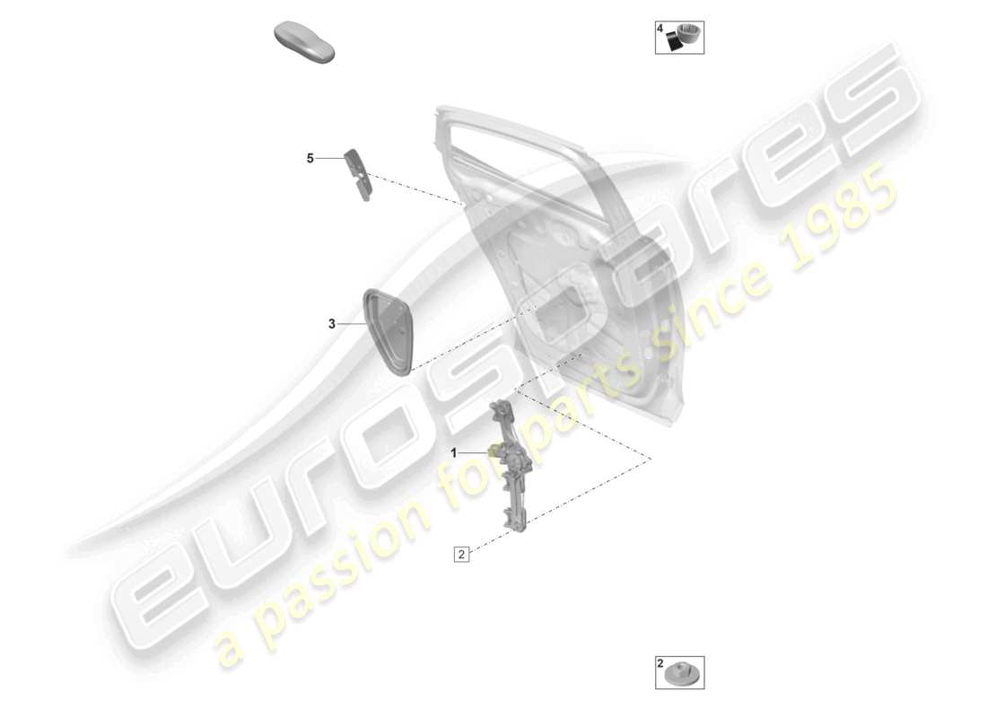 porsche 2024 (panamera 971-2) schema delle parti della porta posteriore del regolatore del finestrino
