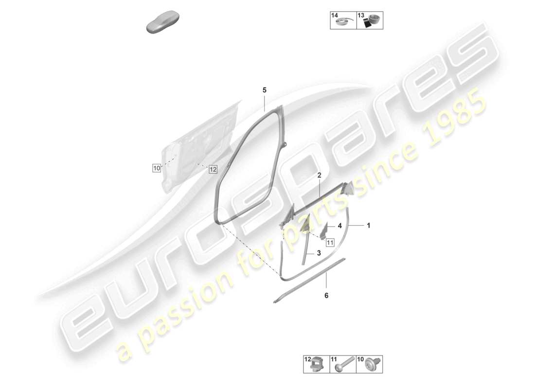 porsche 2020 (taycan 9j1-1) porte anteriori accessori guarnizioni diagramma delle parti