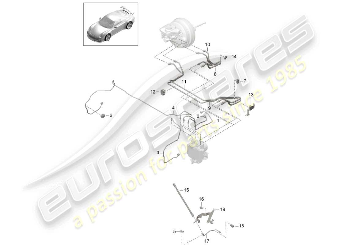 porsche 2021 (991-2 r/gt3/rs) linea freno anteriore parte anteriore d >>- mj 2017 diagramma delle parti