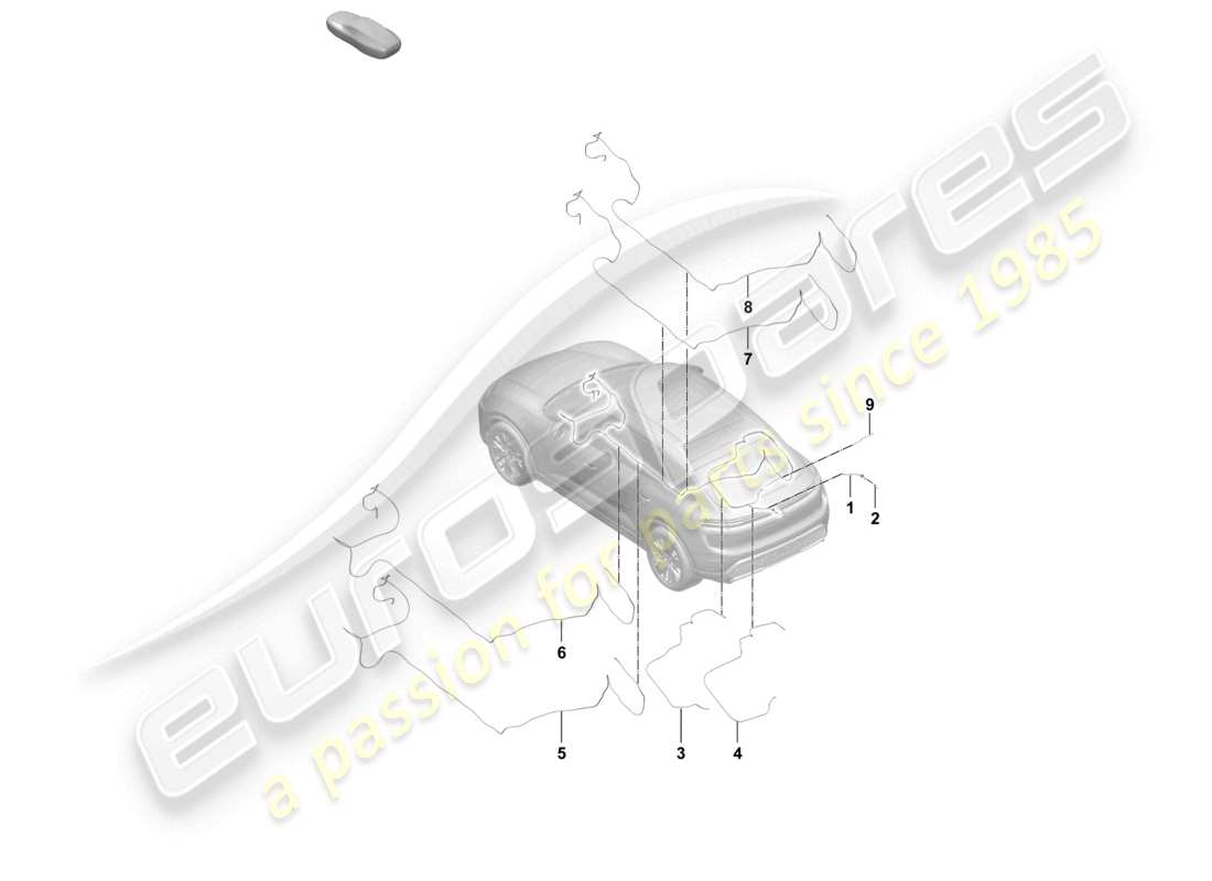 porsche 2025 (macan-e) tubo posteriore telecamera per la retromarcia diagramma delle parti