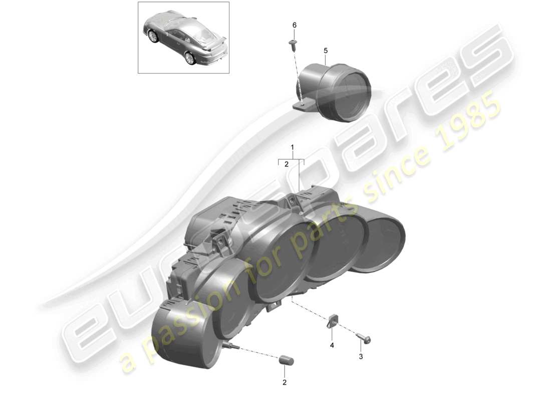 porsche 2021 (991-2 r/gt3/rs) cronometro combinato d >>- mj 2017 diagramma delle parti